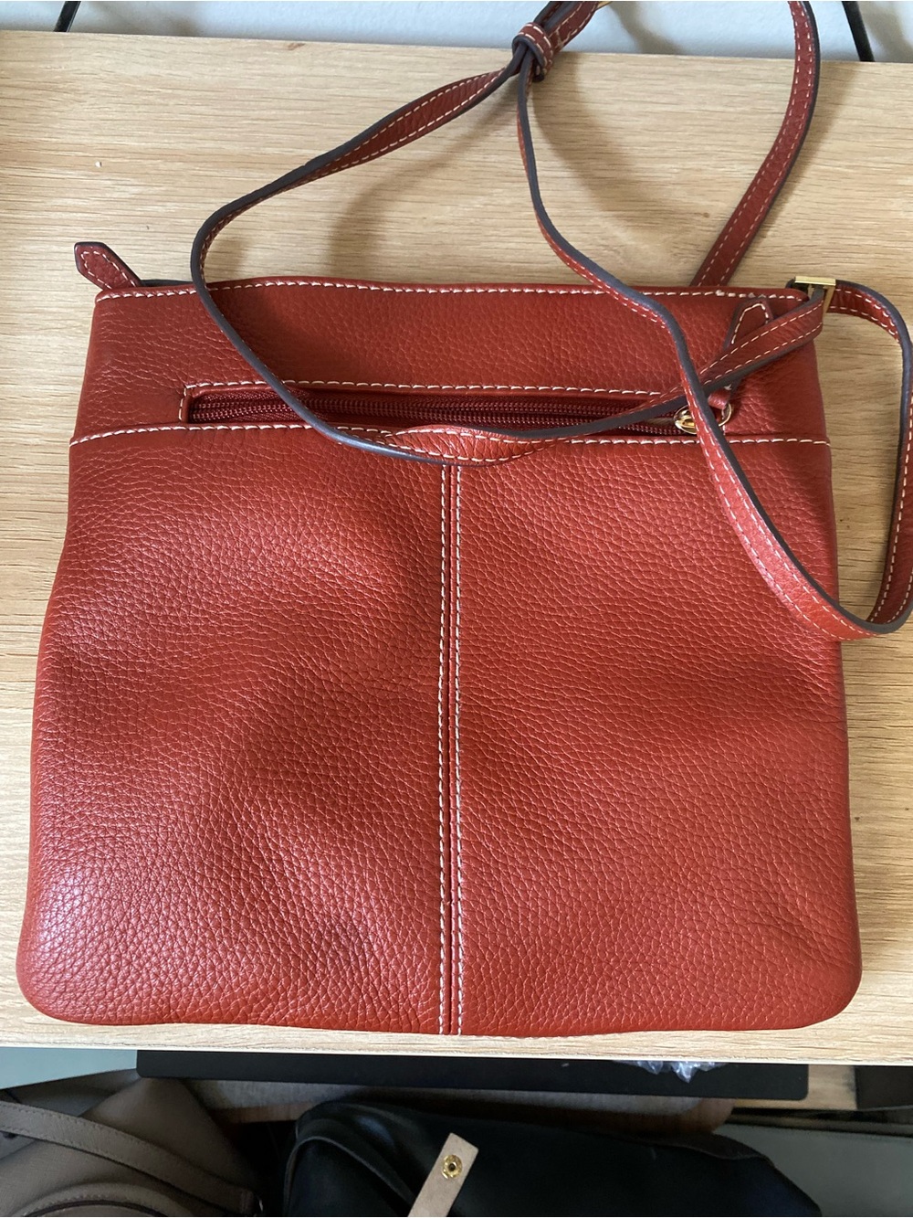 New G.I.L.I. Pebbled Leather Crossbody Bag in Brown
